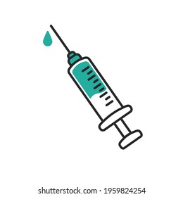 Syringe vector Vaccination concept against covid-19 isolated on background.