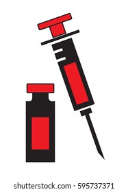 Syringe and vial bottle icon vector isolated in white background. Medical icons.