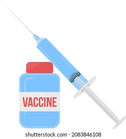 Syringe with vial of drug semi flat color vector object. Full realistic item on white. Clinical treatment isolated modern cartoon style illustration for graphic design and animation