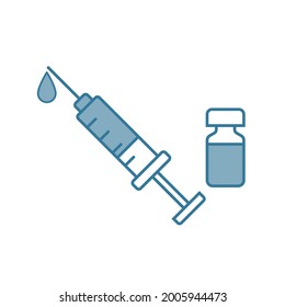 Syringe with vial icon vector for logo