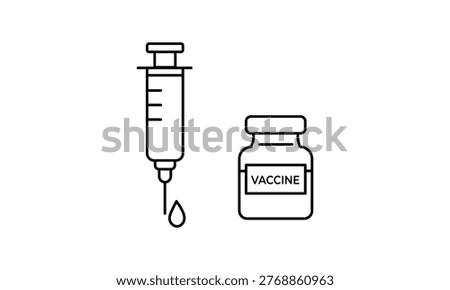 Syringe Vial Medicine Vector Icon Set