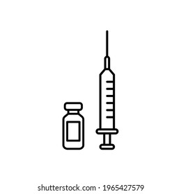 Syringe and vial vector icon on white background.
