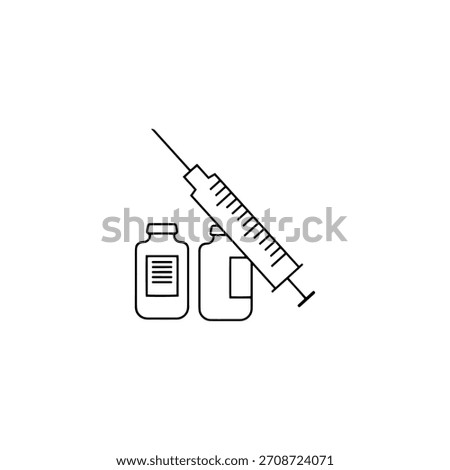 Syringe and vials icon flat vector design.