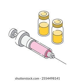 Syringe and vials for injections and healthcare treatments