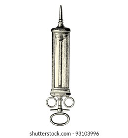 Syringe - vintage engraved illustration - "Manuel des hospitalière et des garde-malaldes"  edited by  Librairie Poussielgue - Paris 1907