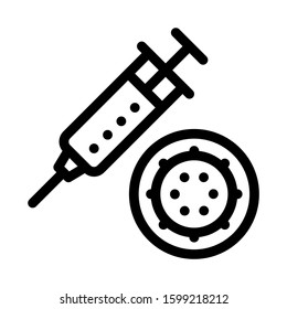 Syringe And Virus Icon Vector. Outline Syringe And Virus Sign. Isolated Contour Symbol Illustration