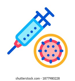 Syringe And Virus Icon Vector. Outline Syringe And Virus Sign. Isolated Contour Symbol Illustration