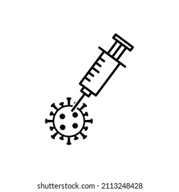 syringe and virus, vaccination illustration. icon vector