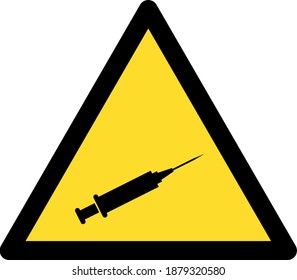 Syringe warning icon with flat style. Isolated vector syringe warning icon image on a white background.