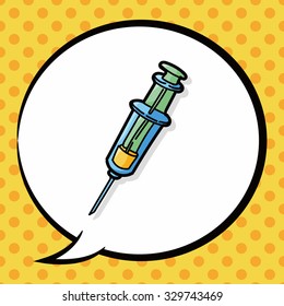 Syringes color doodle, speech bubble