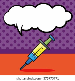 Syringes color doodle, speech bubble