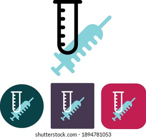 Syringes and measuring cups in different colors