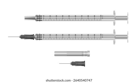 Syringes for medical injection and vaccination Realistic Syringe