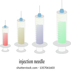 Syringes with multiple different drugs Both green, red, yellow, purple .