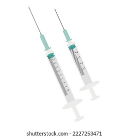 Syringes with a needle on a white background
