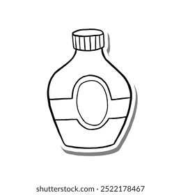 Syrup Bottle Hand Drawn Doodle Outline. Vector illustration for decorate, coloring and any design.