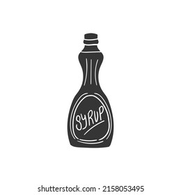 Syrup Bottle Icon Silhouette Illustration. Sauce Vector Graphic Pictogram Symbol Clip Art. Doodle Sketch Black Sign.