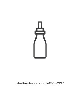 Syrup bottle line icon. linear style sign for mobile concept and web design. Chilli pepper condiment bottle outline vector icon. Symbol, logo illustration. Vector graphics