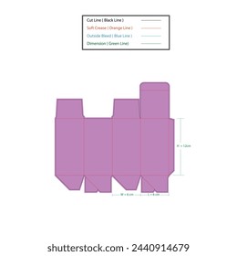Syrup box Size 12x6x6 cm dieline template, vector design