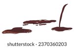 syrup is brown. soy sauce. Melted chocolate, cocoa. Vector illustration. Spilled sauce drops. Isolated on a white background.