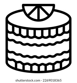 Syrup cheesecake icon outline vector. Cake bakery. Food pie
