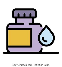 Syrup container icon. Outline syrup container vector icon color flat isolated