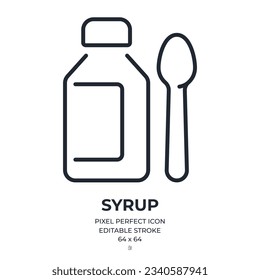 Syrup editable stroke outline icon isolated on white background flat vector illustration. Pixel perfect. 64 x 64.