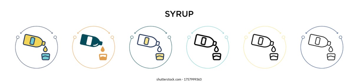 Syrup icon in filled, thin line, outline and stroke style. Vector illustration of two colored and black syrup vector icons designs can be used for mobile, ui, web