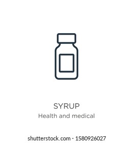 Syrup icon. Thin linear syrup outline icon isolated on white background from health and medical collection. Line vector sign, symbol for web and mobile