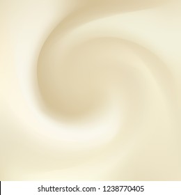 Syrup, mayonnaise, yogurt, ice cream, condensed milk, whipped cream or fluid cheese with space for text. Whirl light beige eddy surface. Close up view. Gradient mesh background