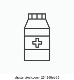 Syrup medicine bottle icon in thin black lines