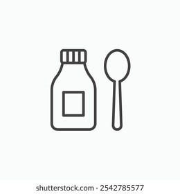 Syrup medicine bottle icon in thin outlined.