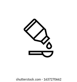 Syrup medicine bottle icon vector in linear, outline style, isolated on white background