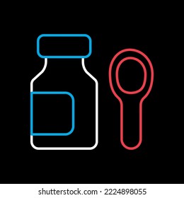 Syrup medicine bottle isolated vector on black background icon. Medicine and healthcare, medical support sign. Graph symbol for medical web site and apps design, logo, app, UI