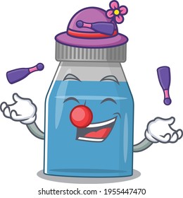 A syrup medicine cartoon design style love playing juggling. Vector illustration