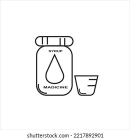 syrup medicine ,line icon on white background. vector illustration.