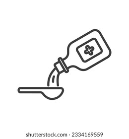 syrup medicine line icon vector black white color