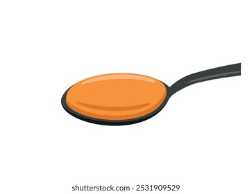 Syrup medicine on spoon. Simple flat illustration.