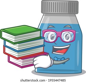 Syrup medicine student mascot design read many books when study at home. Vector illustration