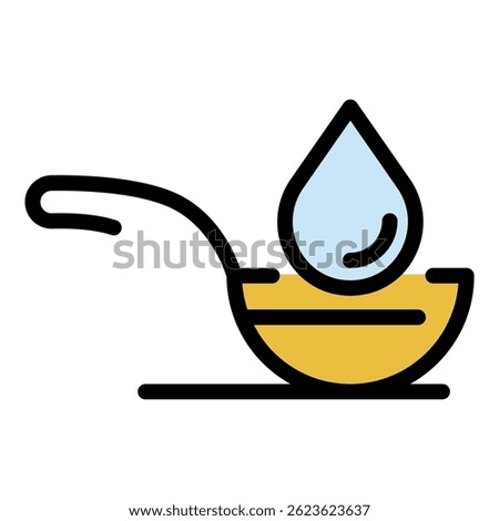 Syrup in spoon icon. Outline syrup in spoon vector icon color flat isolated