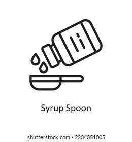 Syrup Spoon Vector Outline Icon Design illustration. Medical Symbol on White background EPS 10 File