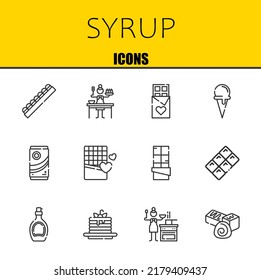 syrup vector line icons set. chocolate, sauce and chocolate Icons. Thin line design. Modern outline graphic elements, simple stroke symbols stock illustration