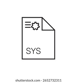 ícone da extensão de arquivo sys contorno traçado editável eps 