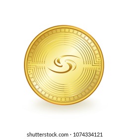 Syscoin Cryptocurrency Gold Coin Isolated