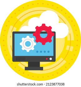 SysOps or devops Administrators Concept,  Internet-based network service Vector Icon Design, Cloud Processing Symbol, Computing Services Sign, Web Services and Data Center stock illustration