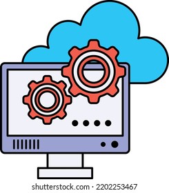 SysOps or devops Administrators Concept, Internet-based network service Vector Icon Design, Cloud Processing Symbol, Computing Services Sign, Web Services and Data Center stock illustration