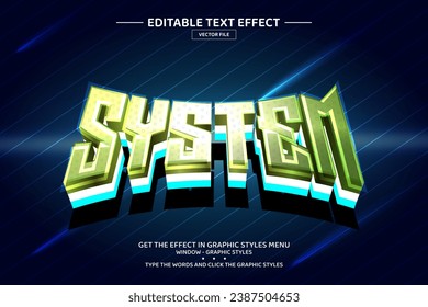 System 3D editable text effect template