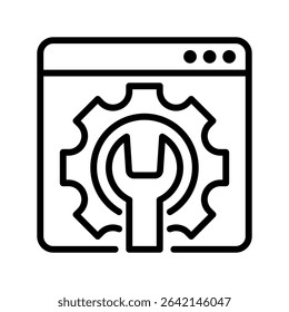 System Admin Tools Line Icon, Outline Symbol for IT Management, Network Monitoring, Server Configuration, and Infrastructure Maintenance. Vector Sign Icon.