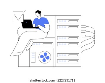 System administration abstract concept vector illustration. Network upkeeping, computer systems and servers configuration, install or upgrade computer components and software abstract metaphor.