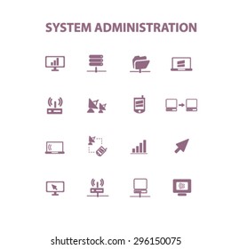 system administration, connection icons, signs, illustrations set, vector